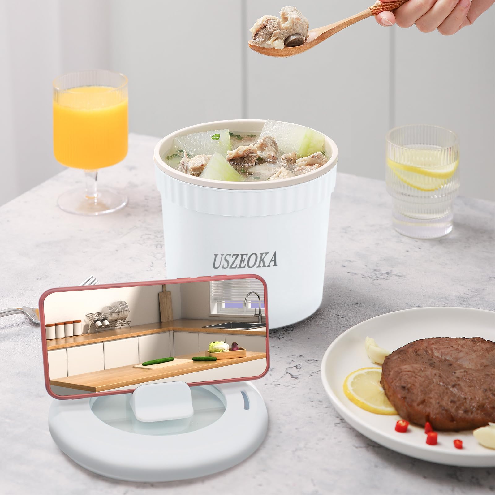 Amazon.com: Uszeoka Ramen Cooker, Mini Electric Pot 1L, 450W
